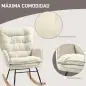 Silla Mecedora con Patas de Madera de Haya y Reposabrazos Mecedora para Lactancia Carga 120 kg para Dormitorio Beige