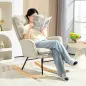 Silla Mecedora con Patas de Madera de Haya y Reposabrazos Mecedora para Lactancia Carga 120 kg para Dormitorio Beige