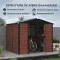 Cobertizo de Jardín Exterior 4,4 m² 240x206x198 cm con Base Puerta Corredera y Cerradura Armario para Jardín Teca