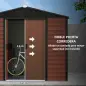 Cobertizo de Jardín Exterior 4,4 m² 240x206x198 cm con Base Puerta Corredera y Cerradura Armario para Jardín Teca