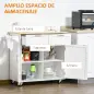 Mueble Auxiliar de Cocina con Ruedas 2 Cajones 2 Puertas Estante Ajustable y Toallero 104x46x91 cm Blanco