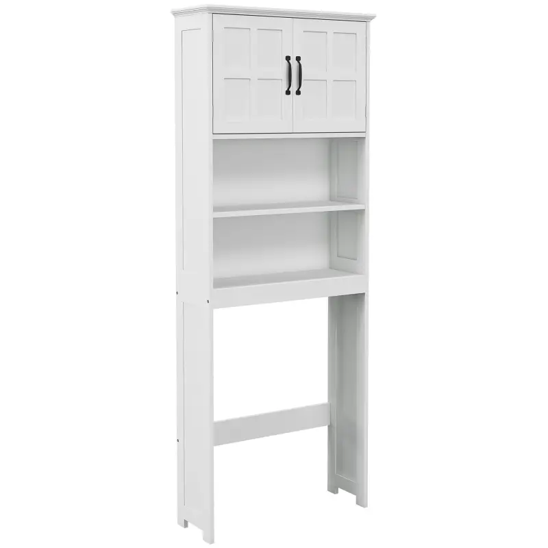 Mueble sobre Inodoro con 2 Puertas Estantes Abiertos y Estante Ajustable Mueble para Baño 66x23x178 cm Blanco Mueble sobre Inodoro con 2 Puertas Estantes Abiertos y Estante Ajustable Mueble para Baño 66x23x178 cm Blanco