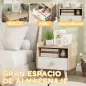Mesita de Noche para Niños de +3 Años con Cajón y Bordes Redondeados para Dormitorio Roble y Blanco