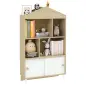 Librería Infantil con 4 Compartimentos Estantes Abiertos y Armario 80x30x140,5 cm Blanco y Natural