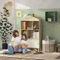 Librería Infantil con 4 Compartimentos Estantes Abiertos y Armario 80x30x140,5 cm Blanco y Natural