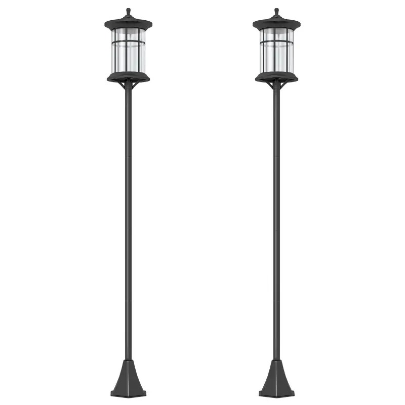 2 Luces Solares Exterior con Panel Solar Encendido Automático y Marco de Acero Inoxidable Impermeable IP44 Negro