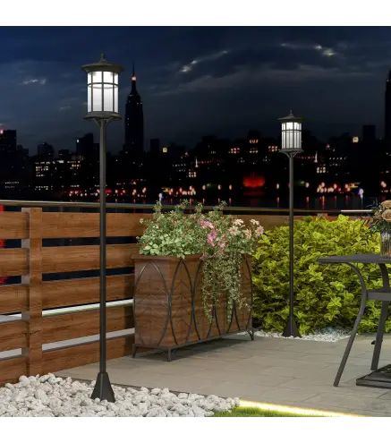 2 Luces Solares Exterior con Panel Solar Encendido Automático y Marco de Acero Inoxidable Impermeable IP44 Negro