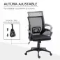 Silla de Escritorio de Malla Giratoria con Altura Ajustable Función de Basculante y Reposabrazos Carga 120 kg Negro