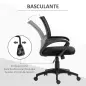 Silla de Escritorio de Malla Giratoria con Altura Ajustable Función de Basculante y Reposabrazos Carga 120 kg Negro
