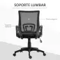 Silla de Escritorio de Malla Giratoria con Altura Ajustable Función de Basculante y Reposabrazos Carga 120 kg Negro