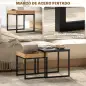 Conjunto de 2 Mesitas Auxiliares con Diseño Anidado para Usar Juntas como Mesa de Centro o Separadas Color Negro y Roble