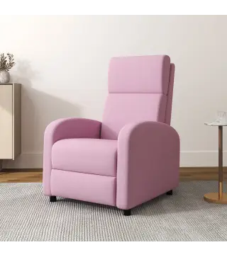 Sillón Relax Reclinable hasta 160° Sofá Reclinable Moderno con Reposapiés Soporta hasta 120 kg 64x86x102 cm Rosa