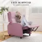 Sillón Relax Reclinable hasta 160° Sofá Reclinable Moderno con Reposapiés Soporta hasta 120 kg 64x86x102 cm Rosa