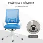 Silla de Escritorio de Malla Giratoria con Altura Ajustable Función de Basculante y Reposabrazos Carga 120 kg Azul Claro