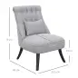 Butaca de Salón Tapizado en Lino con Cojín y Marco de Madera Sillón para Sala de Estar Gris