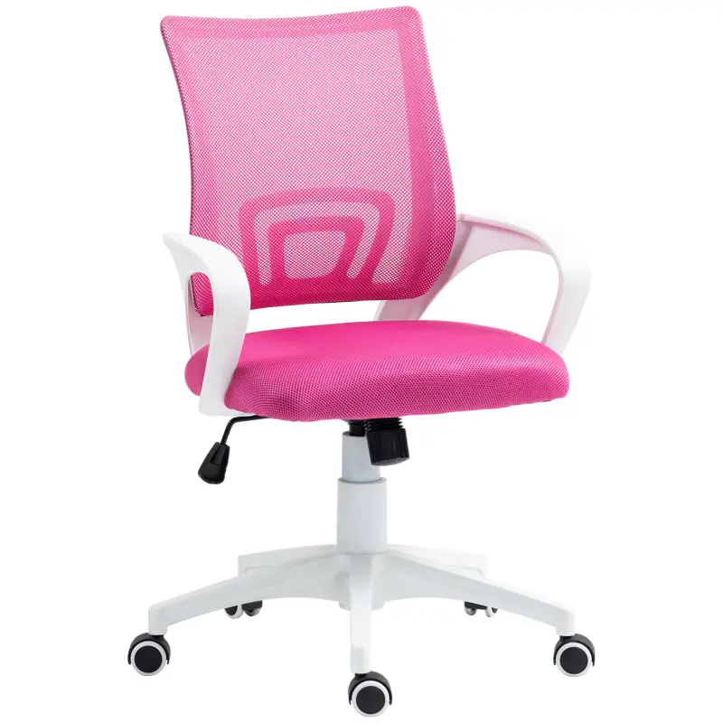 Silla de Escritorio de Malla Giratoria con Altura Ajustable Función de Basculante y Reposabrazos Carga 120 kg Rosa