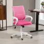 Silla de Escritorio de Malla Giratoria con Altura Ajustable Función de Basculante y Reposabrazos Carga 120 kg Rosa