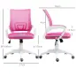 Silla de Escritorio de Malla Giratoria con Altura Ajustable Función de Basculante y Reposabrazos Carga 120 kg Rosa
