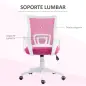 Silla de Escritorio de Malla Giratoria con Altura Ajustable Función de Basculante y Reposabrazos Carga 120 kg Rosa
