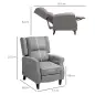 Sillón Relax Reclinable Manual Tapizado en Lino Sintético con Reposapiés Retráctil Carga 150 kg Gris