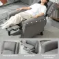 Sillón Relax Reclinable Manual Tapizado en Lino Sintético con Reposapiés Retráctil Carga 150 kg Gris