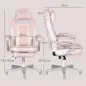 Silla Gamer Reclinable con Altura Ajustable Reposapiés Retráctil Soporte Lumbar y Reposacabezas Desmontable Rosa