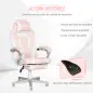 Silla Gamer Reclinable con Altura Ajustable Reposapiés Retráctil Soporte Lumbar y Reposacabezas Desmontable Rosa