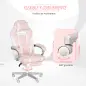 Silla Gamer Reclinable con Altura Ajustable Reposapiés Retráctil Soporte Lumbar y Reposacabezas Desmontable Rosa