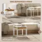 Mesas Nidos de 2 Piezas con Marco de Acero Mesas de Centro Pequeñas para Dormitorio Blanco y Roble