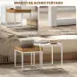 Mesas Nidos de 2 Piezas con Marco de Acero Mesas de Centro Pequeñas para Dormitorio Blanco y Roble
