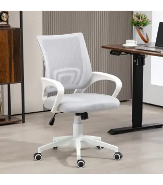 Silla de Escritorio de Malla Giratoria con Altura Ajustable Función de Basculante y Reposabrazos Carga 120 kg Gris