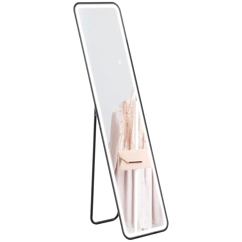 Espejo de Cuerpo Entero con Luz LED 150x40 cm con Iluminación de 3 Colores Función de Memoria y Táctil Inteligente Negro
