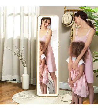 Espejo de Cuerpo Entero con Luz LED 150x40 cm con Iluminación de 3 Colores Función de Memoria y Táctil Inteligente Negro