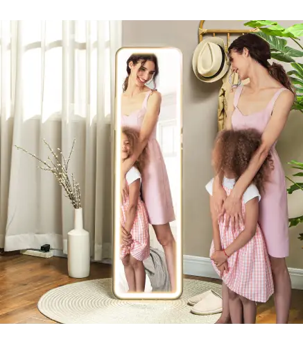 Espejo de Cuerpo Entero con Luz LED 150x40 cm con Iluminación de 3 Colores Función de Memoria y Táctil Inteligente Negro