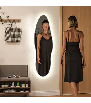 Espejo de Pared de Cuerpo Entero con Luces LED 120x40 cm con Iluminación de 3 Colores Función de Memoria Transparente