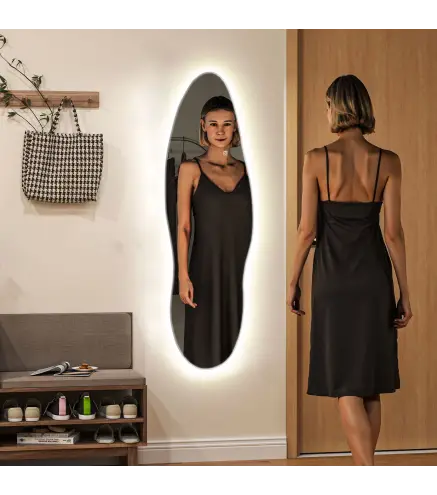 Espejo de Pared de Cuerpo Entero con Luces LED 120x40 cm con Iluminación de 3 Colores Función de Memoria Transparente