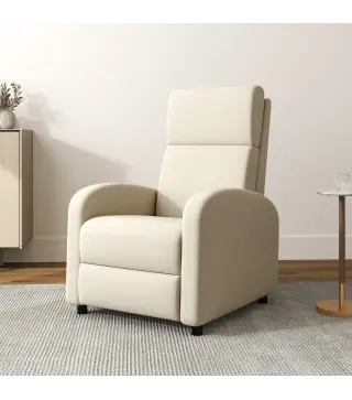 Sillón Relax Reclinable hasta 160° Sofá Reclinable Moderno con Reposapiés Soporta hasta 120 kg 64x86x102 cm Crema