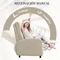 Sillón Relax Reclinable hasta 160° Sofá Reclinable Moderno con Reposapiés Soporta hasta 120 kg 64x86x102 cm Crema