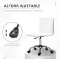 Silla de Escritorio sin Brazos Giratoria con Altura Ajustable Silla para Estudio Tapizada en PU Carga 120 kg Blanco