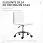 Silla de Escritorio sin Brazos Giratoria con Altura Ajustable Silla para Estudio Tapizada en PU Carga 120 kg Blanco