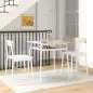 Conjunto de Mesa y Sillas de Comedor de 3 Piezas con Estante Abierto Estructura de Acero Blanco y Roble