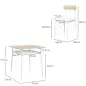 Conjunto de Mesa y Sillas de Comedor de 3 Piezas con Estante Abierto Estructura de Acero Blanco y Roble