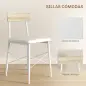 Conjunto de Mesa y Sillas de Comedor de 3 Piezas con Estante Abierto Estructura de Acero Blanco y Roble