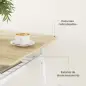 Conjunto de Mesa y Sillas de Comedor de 3 Piezas con Estante Abierto Estructura de Acero Blanco y Roble