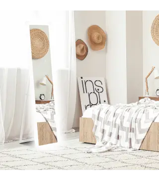 Espejo de Cuerpo Entero con Luz LED 160x40 cm con Iluminación de 3 Colores Táctil Inteligente Función de Memoria Blanco