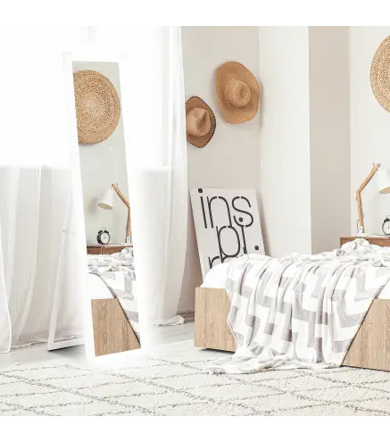 Espejo de Cuerpo Entero con Luz LED 160x40 cm con Iluminación de 3 Colores Táctil Inteligente Función de Memoria Blanco