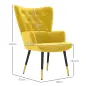 Butaca de Salón Sillón Individual Tapizado en Terciopelo con Respaldo Alto Estilo Moderno 68x72x103 cm Amarillo Butaca de Salón Sillón Individual Tapizado en Terciopelo con Respaldo Alto Estilo Moderno 68x72x103 cm Amarillo