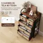 Cómoda para Dormitorio con 5 Cajones con Frentes de Ratán y Marco de Acero 58x29x99 cm Marrón Rústico