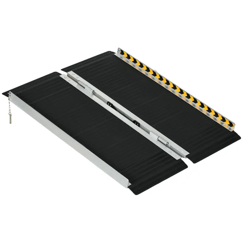 Rampa para Sillas de Ruedas Plegable de Aleación de Aluminio 91 cm con Adhesivos Reflectantes Carga 272 kg Negro