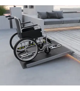 Rampa para Sillas de Ruedas Plegable de Aleación de Aluminio 91 cm con Adhesivos Reflectantes Carga 272 kg Negro